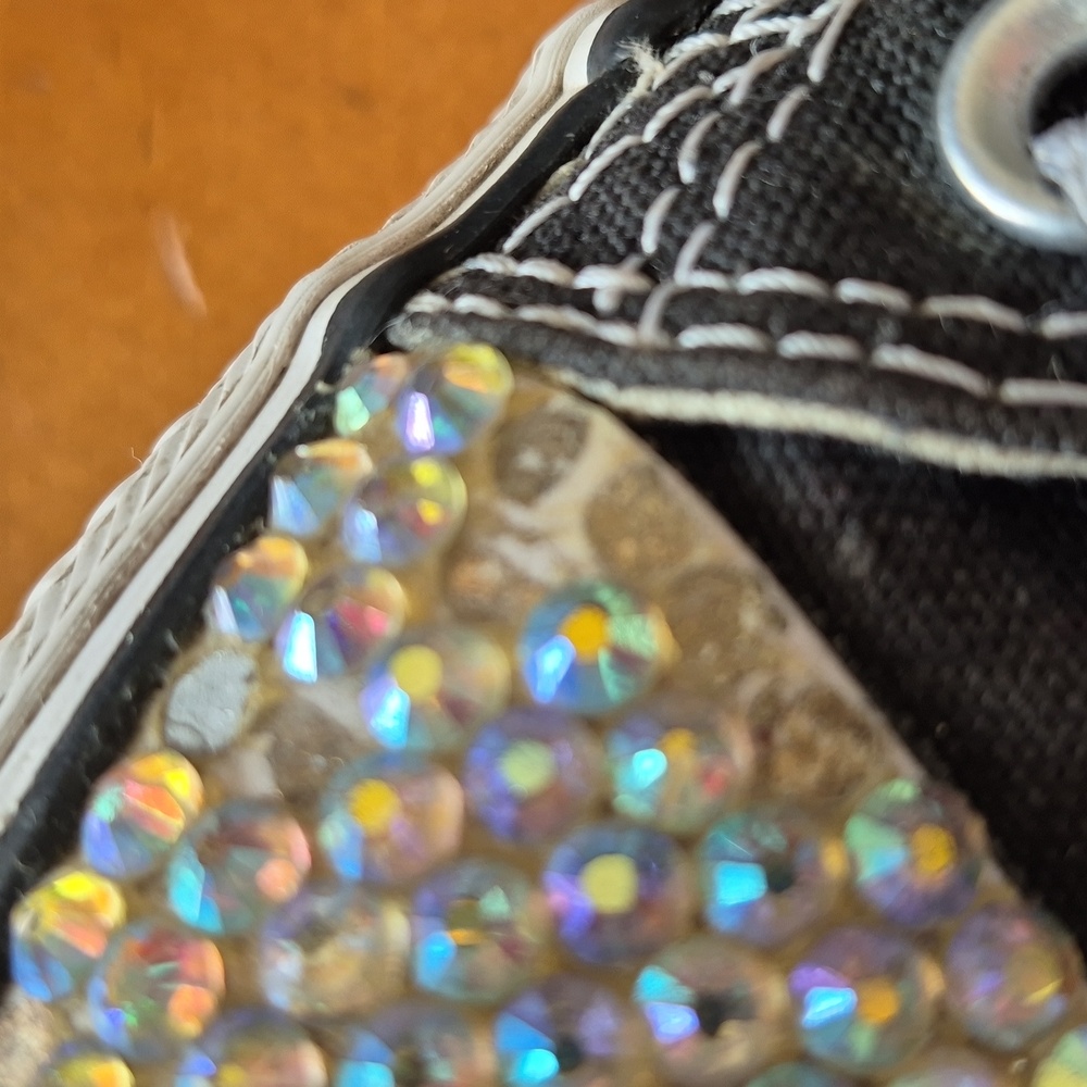 Converse Black Irradescent Rhinestone Sneakers. Size W8/M6 - Picture 7 of 9